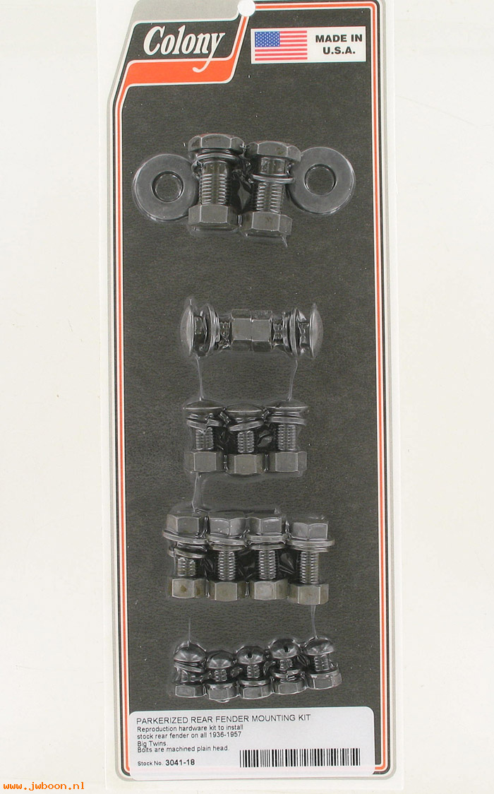 C 3041-18 (    4634 2404 5425): Rear fender mounting kit - plain head bolts - Big Twins '36-'57
