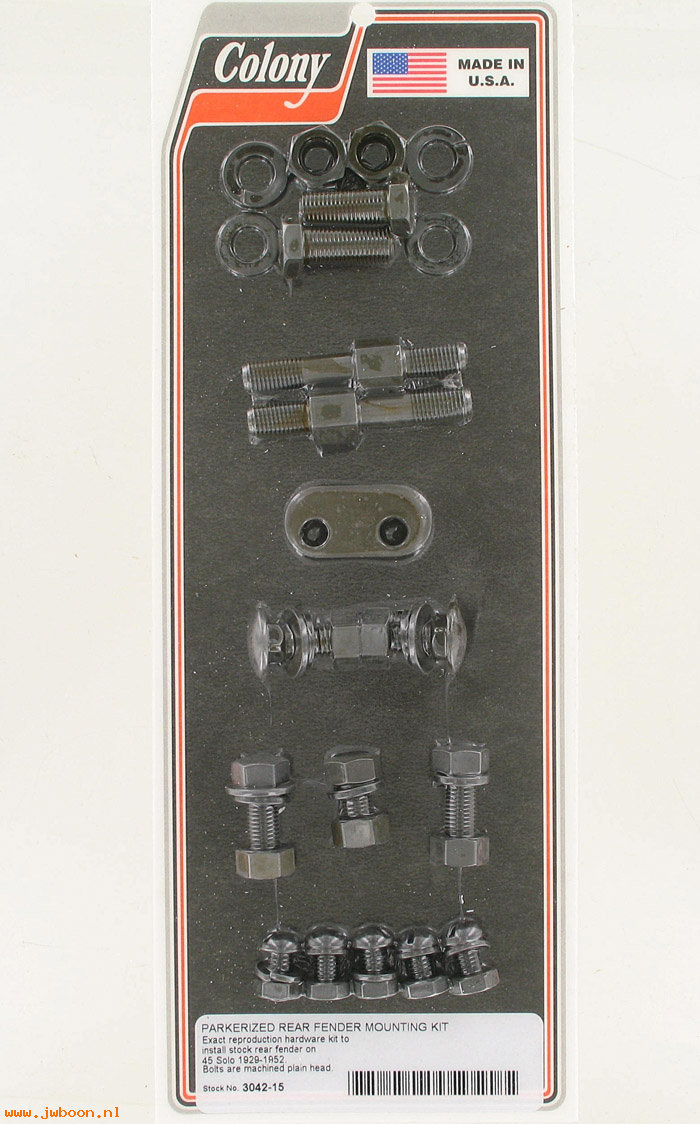 C 3042-15 (49180-36 / 66302-29): Rear fender mounting kit - plain head bolts - 750cc '29-'52