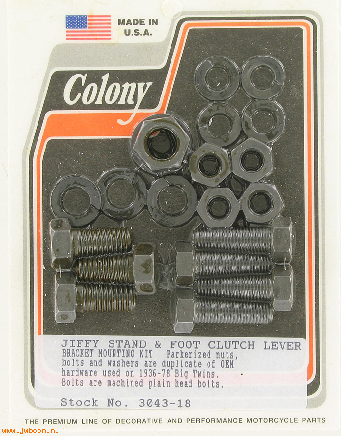 C 3043-18 (    4293 / 3996): Jiffy stand & clutch lever mounting kit,plain head bolts-BT 36-78
