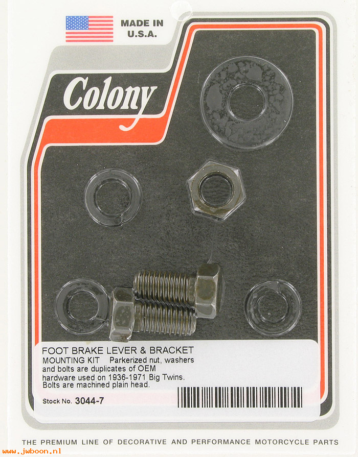C 3044-7 (    4293 / 070): Foot brake lever & bracket mtg kit - plain head bolts - BT 36-71