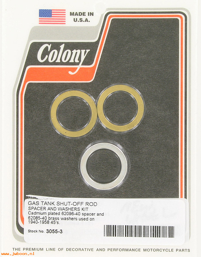 C 3055-3 (62096-40 / 3640-40): Gas tank shut off rod spacer and washer kit - 750cc '40-'58