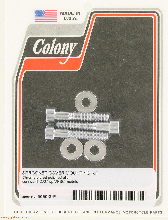 C 3090-3-P (): Sprocket cover mounting kit- polished Allen,in stock - V-rod '07-