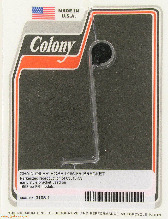 C 3108-1 (63612-53): Lower bracket, chain oiler hose, early style - KR,KRTT,KHR,XLRTT