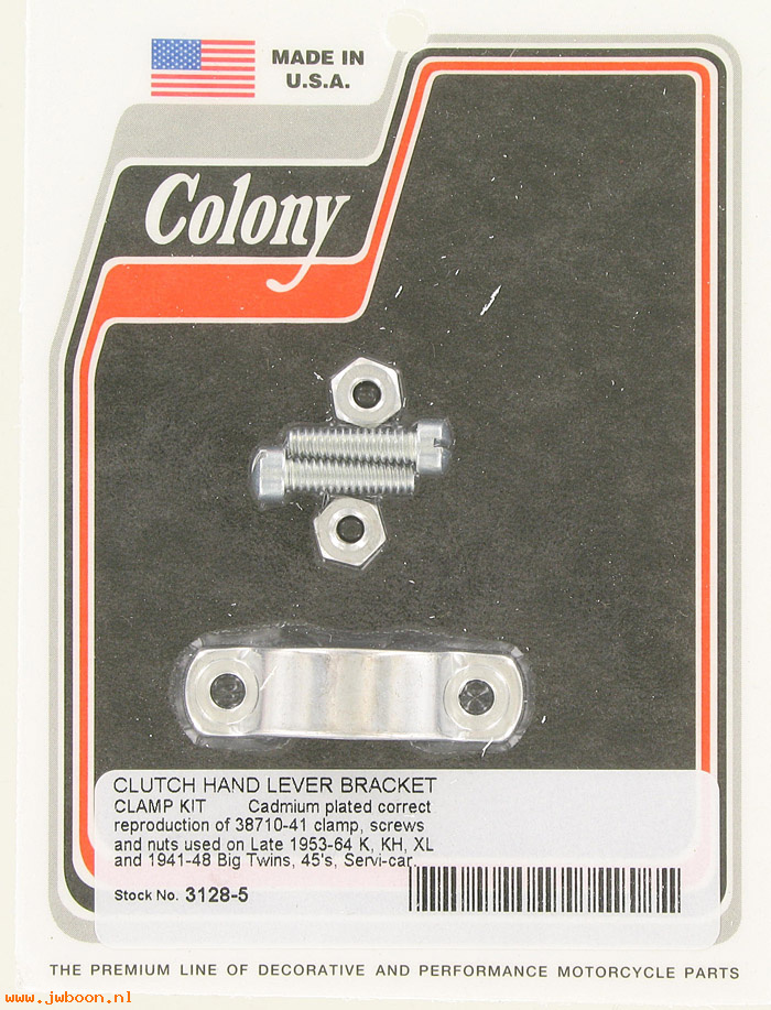 C 3128-5 (38710-41 / 2561-41): Clutch hand lever bracket clamp kit-WL,UL,EL,FL 41-48. XL L53-64