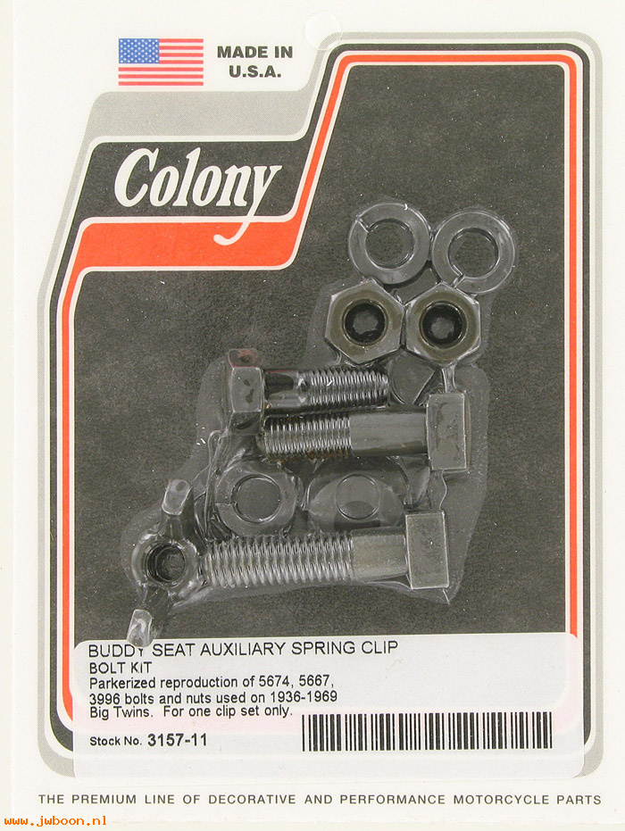 C 3157-11 (    5674 5667 3996): Buddy seat auxiliary spring clip bolt kit,1 side only - BT 36-69