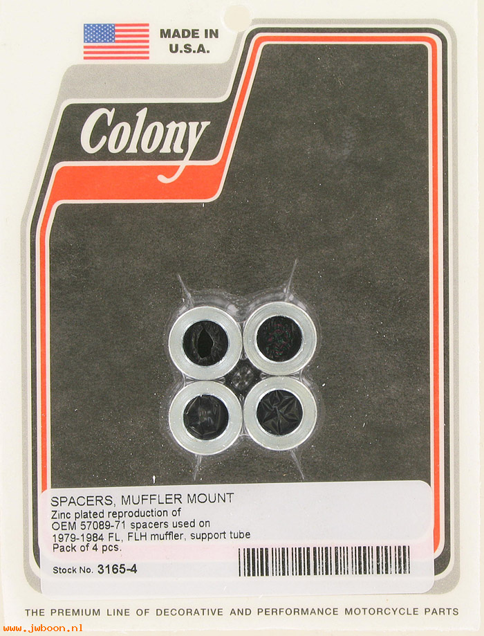 C 3165-4 (57089-71): Muffler support tube spacers (4) - Big Twins FLH 79-84, in stock