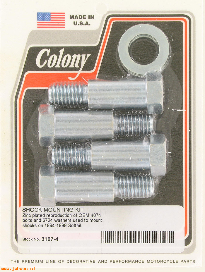 C 3167-4 (    4074): Softail shock mount bolt kit, in stock - stock heads - '84-'99