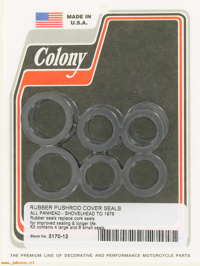 C 3170-12 (17955-36 / 17955-48): Rubber pushrod seals (12) - Big Twins, OHV '48-'79, in stock