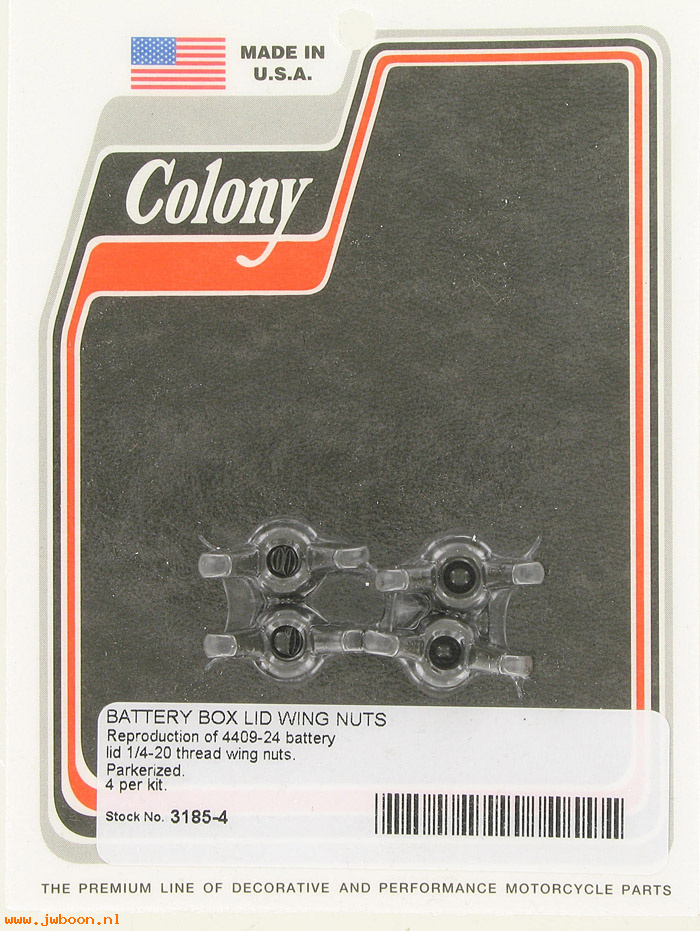 C 3185-4 (66387-24 / 4409-24): Wing nuts, battery cover, 1/4"-20 - JD 24-25. Singles.750cc 29-63
