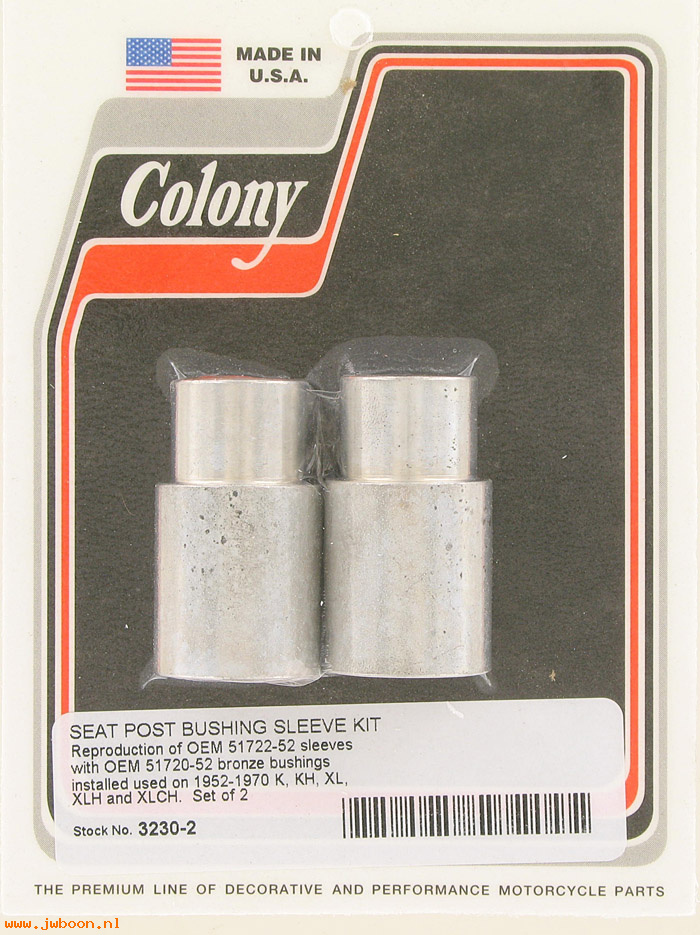 C 3230-2 (51722-52 / 51720-52): Seat post bushings with sleeves - K, KH, XL '52-'70, in stock
