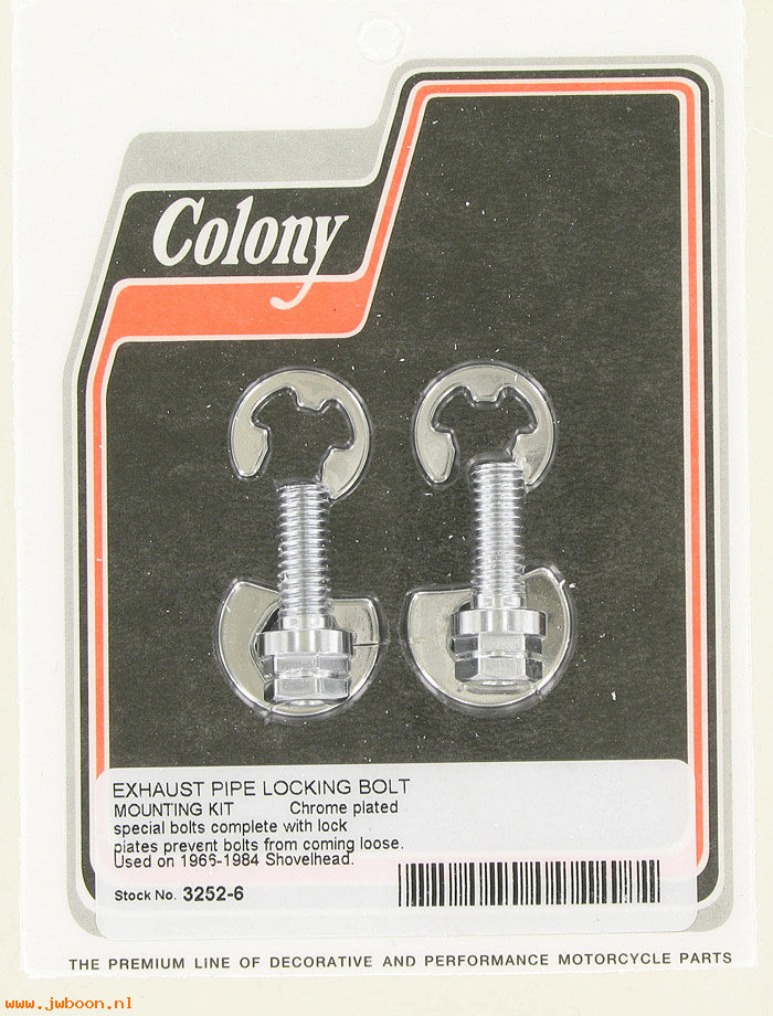 C 3252-6 (): Locking exhaust bolt kit - Shovelhead '66-'84, in stock, Colony