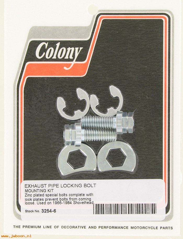 C 3254-6 (): Locking exhaust bolt kit - Shovelhead '66-'84, in stock, Colony