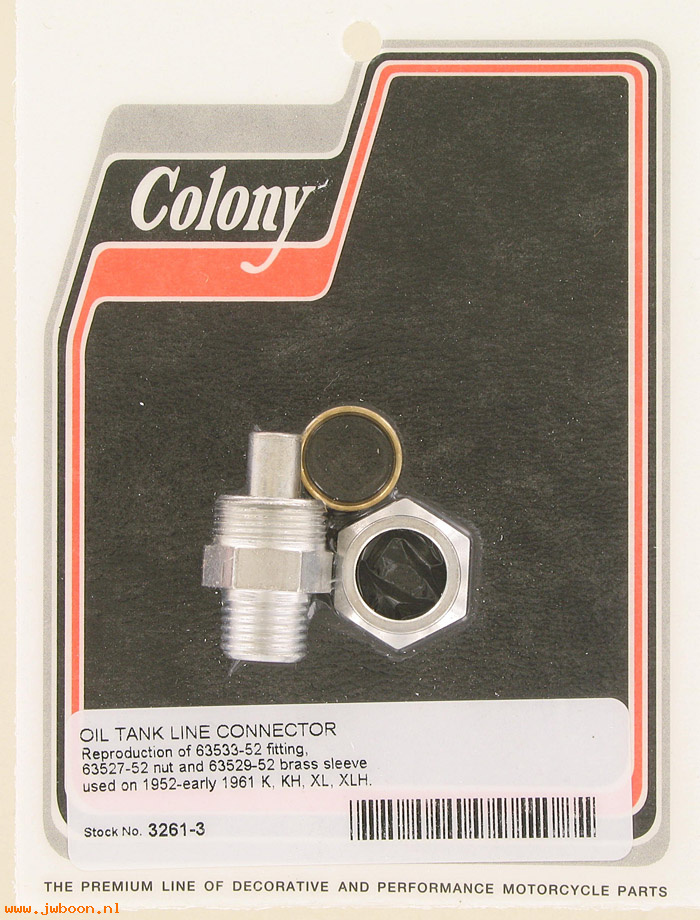 C 3261-3 (63533-52 / 63527-52): Connector kit, oil tank line - K,KH,XL '52-e'61, in stock, Colony