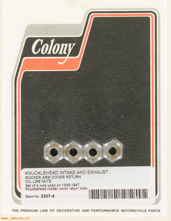 C 3307-4 (   95-38A): Rocker line nuts - Knucklehead '38-'47, in stock, Colony