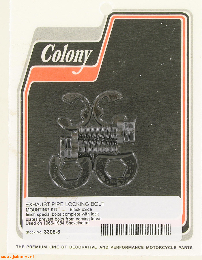 C 3308-6 (): Locking exhaust bolt kit - Shovelhead '66-'84, in stock, Colony