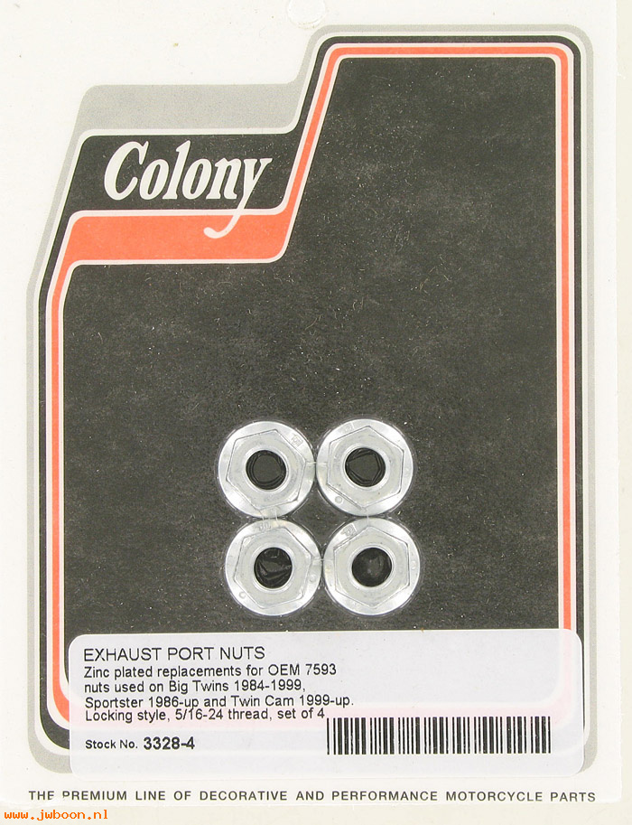 C 3328-4 (    7593): Exhaust port nuts, locking - Big Twins. XL's, in stock, Colony