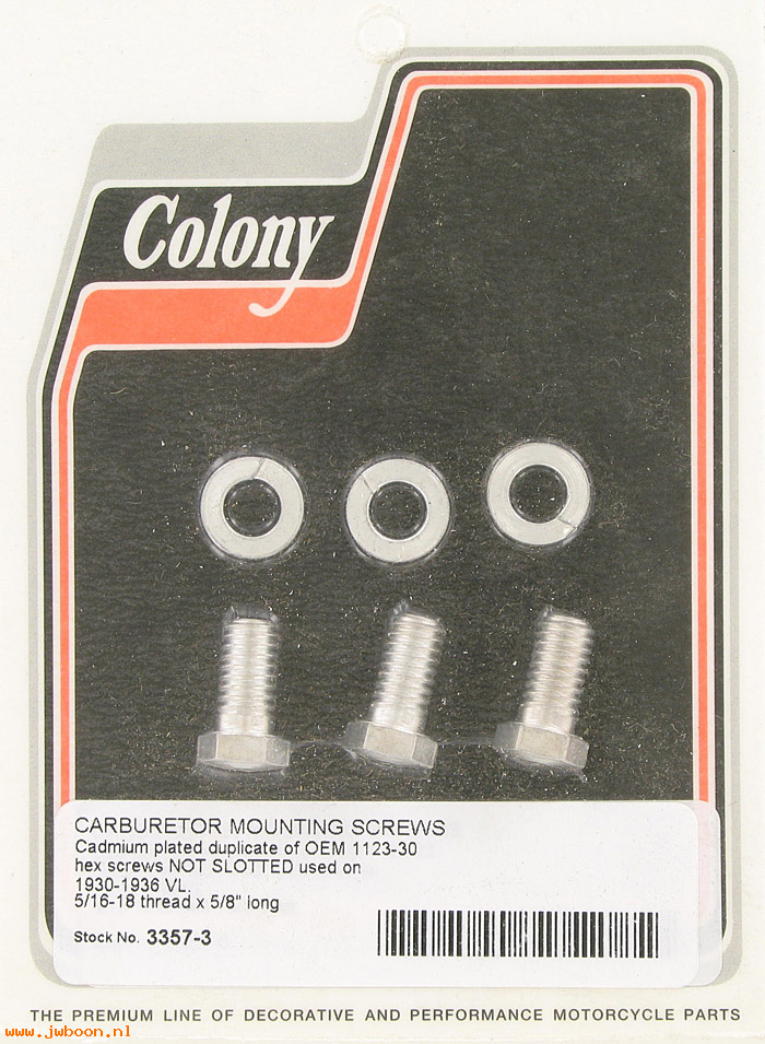 C 3357-3 (27421-30 / 1123-30): Carburetor mounting screws - not slotted-VL,750cc 30-41.OHV 36-39