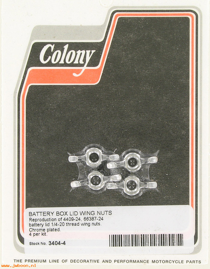 C 3404-4 (66387-24 / 4409-24): Wing nuts, battery cover, 1/4"-20 - JD 24-25. Singles.750cc 29-63