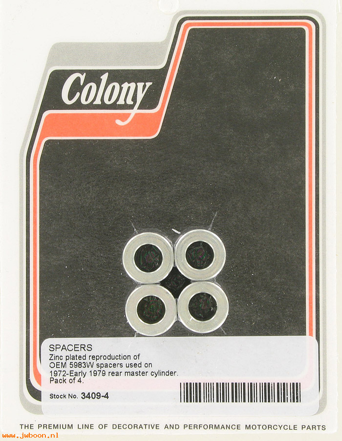 C 3409-4 (    5983W): Spacers 5983W, 4-pack - FX late'72-early'79, in stock, Colony