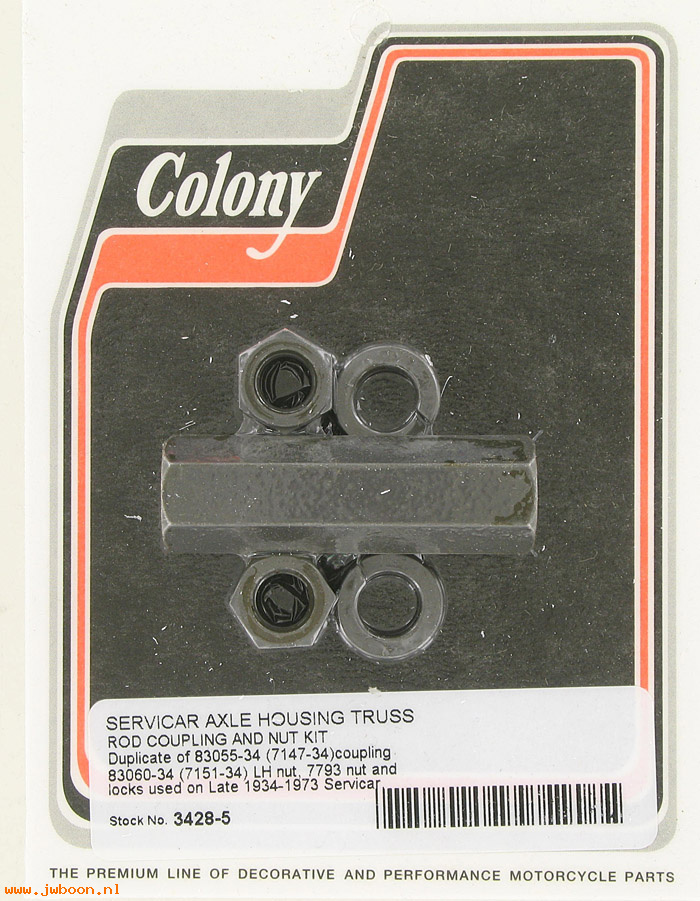 C 3428-5 (83055-34 / 7147-34): Coupling and nuts, Servi-car L'34-'73, axle truss rod, in stock