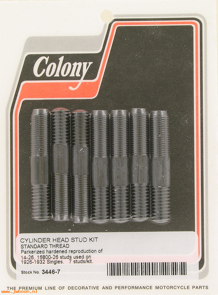 C 3446-7 (   14-26): Studs, cylinder head - Singles '26-'32, in stock, Colony