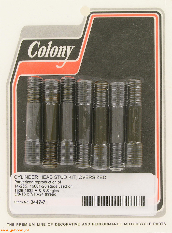 C 3447-7 (   14-26S): Studs, cylinder head - Singles '26-'32, in stock, Colony