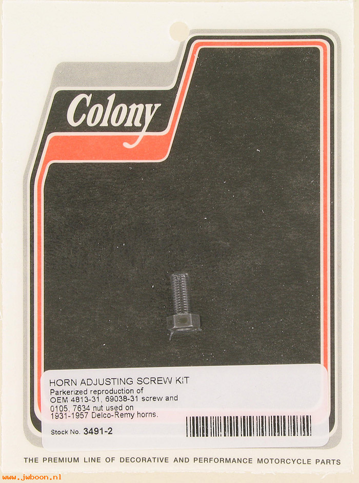 C 3491-2 (69038-31 / 4813-31): Ajusting screw kit, horn - Delco-Remy '31-'57, in stock, Colony