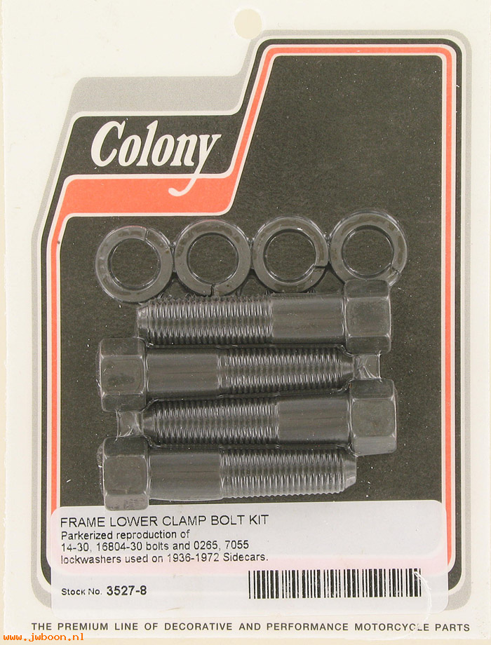 C 3527-8 (16804-30 / 14-30): Lower clamp bolt kit, frame - Sidecar '36-'72, in stock, Colony
