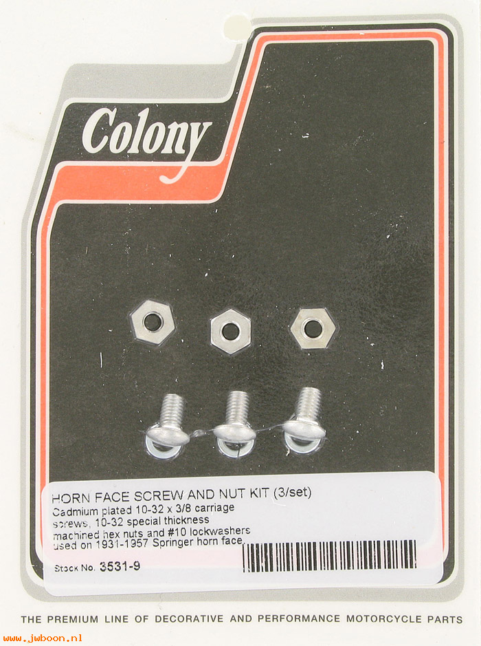 C 3531-9 (): Horn face cover screw kit (3) - horn, '26-'48, in stock, Colony