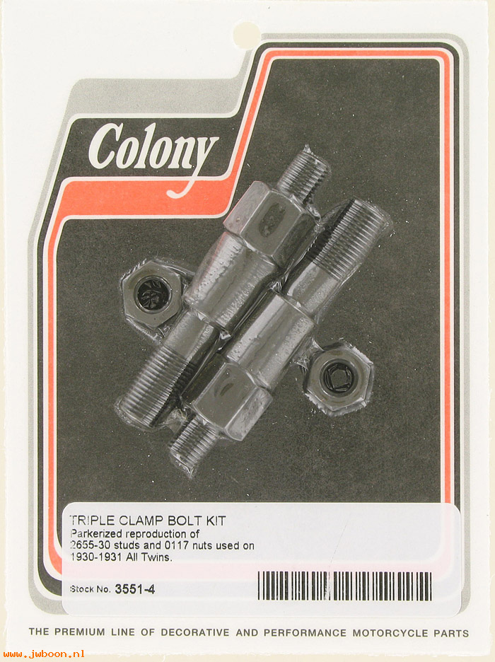 C 3551-4 ( 2655-30): Triple clamp bolt kit - '30-'31 models, in stock, Colony