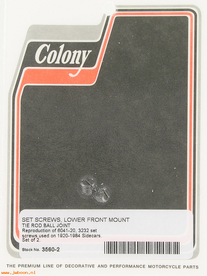 C 3560-2 ( 6041-20 / 3232): Pair of set screws, Big Twins Sidecar, in stock, Colony