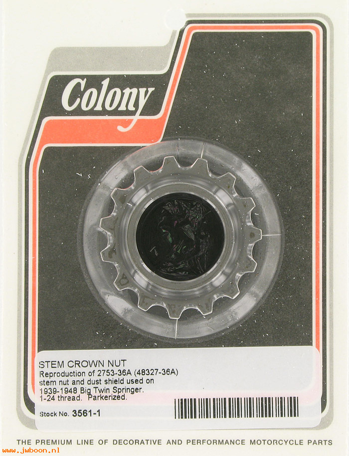 C 3561-1 ( 2753-36A / 48327-36): Fork stem nut, with guard - Big Twins '39-'48, in stock, Colony