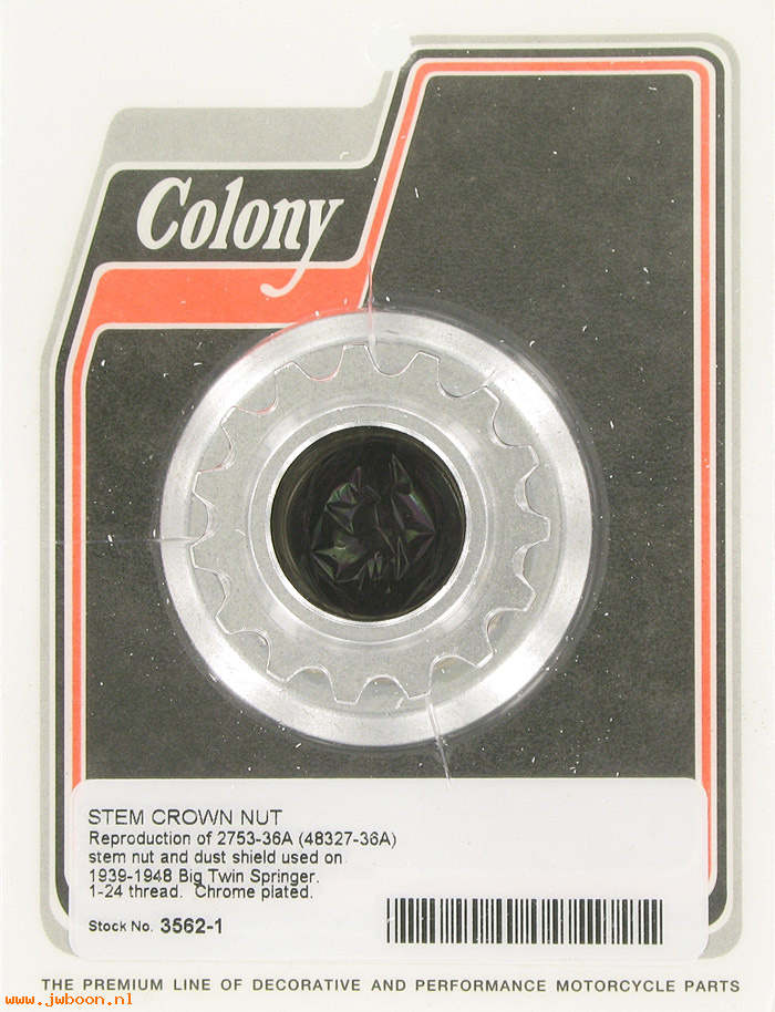 C 3562-1 ( 2753-36A / 48327-36): Fork stem nut, with guard - Big Twins '39-'48, in stock, Colony