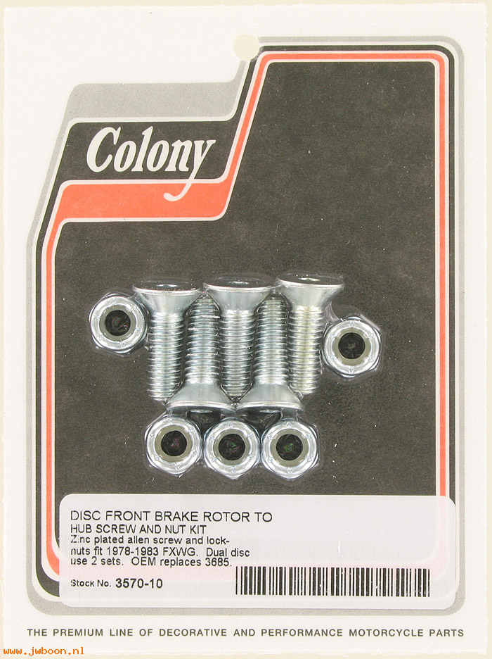 C 3570-10 (    3685): Disc rotor Allen screws - FXWG '78-'83, in stock, Colony