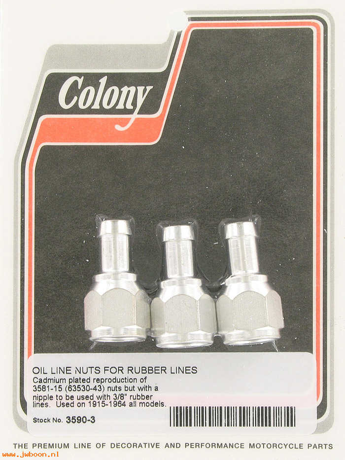 C 3590-3 (63530-43 / 3581-43): Oil line nuts (3) with extension, use with 3/8" rubber hose