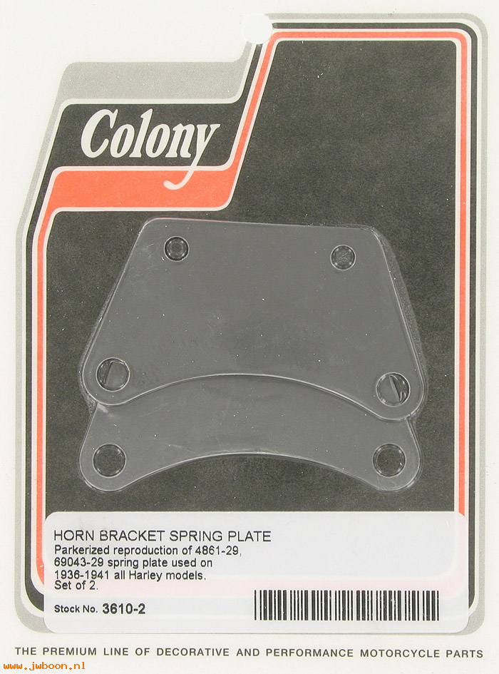 C 3610-2 ( 4861-29 / 69043-29): Pair spring plates, horn bracket - All models '29-'41, in stock