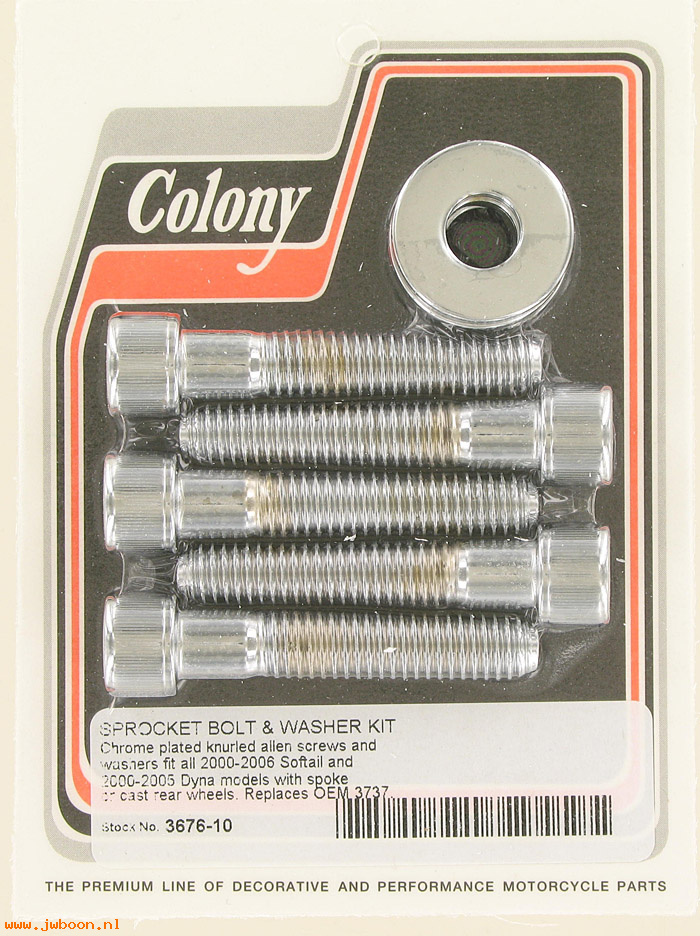 C 3676-10 (    3737): Allen head sprocket bolt washer kit - Soft '00-'06, Dyna '00-'05