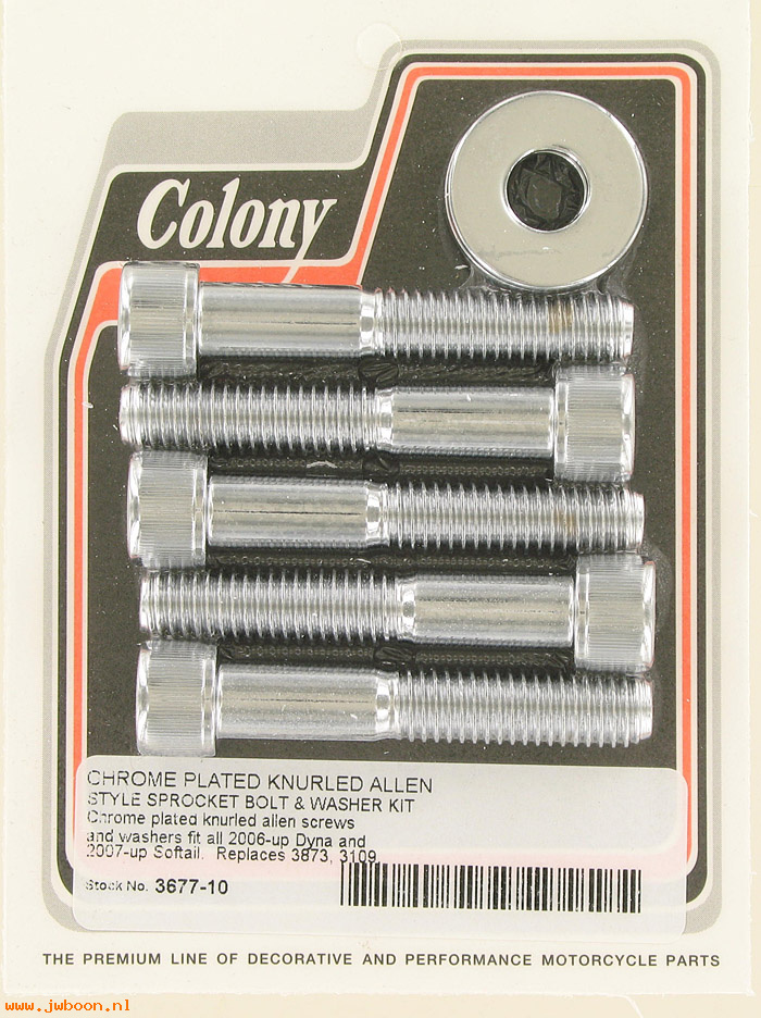 C 3677-10 (    3873 / 3109): Allen head sprocket bolt washer kit - Soft '07-up, Dyna '06-up