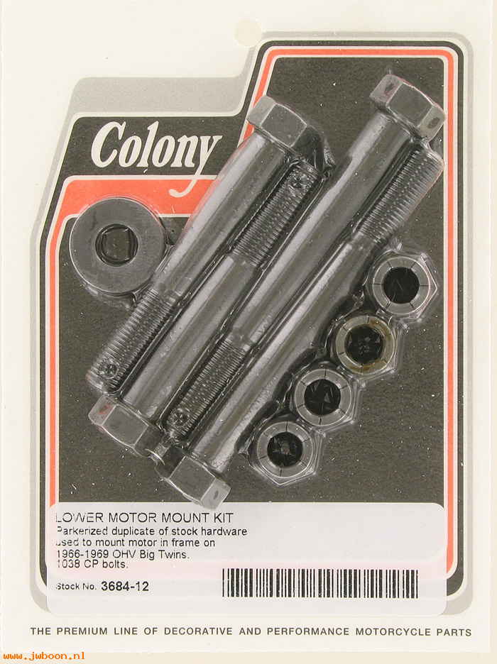 C 3684-12 (24791-36 / 24794-36): Lower motor mount kit, 1038CP - OHV '66-'69 flexlock nuts