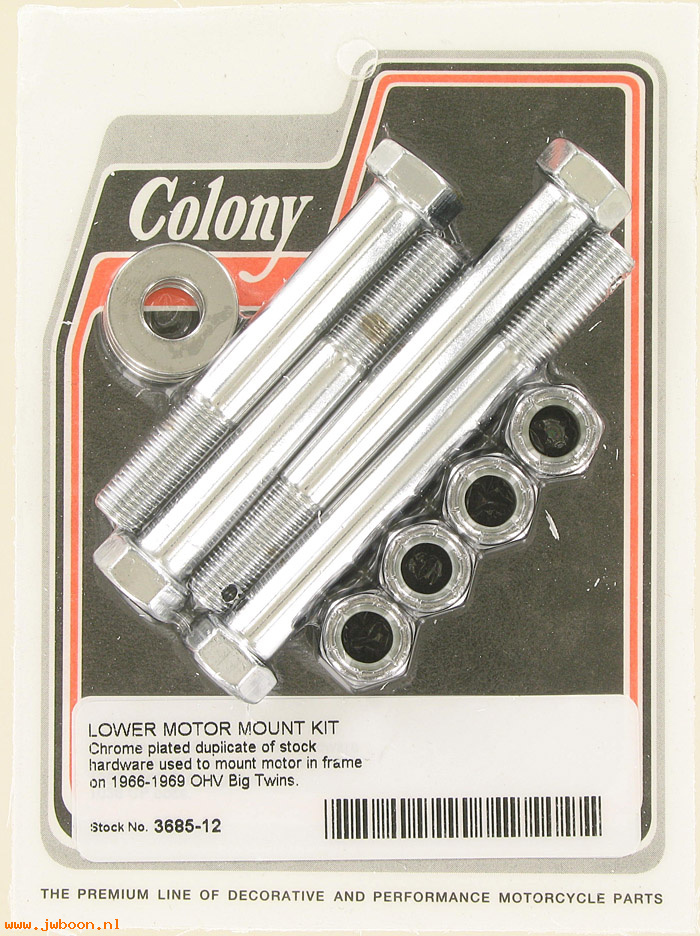 C 3685-12 (24791-36 / 24794-36): Lower motor mount kit - OHV '66-'69 nylock nuts, in stock