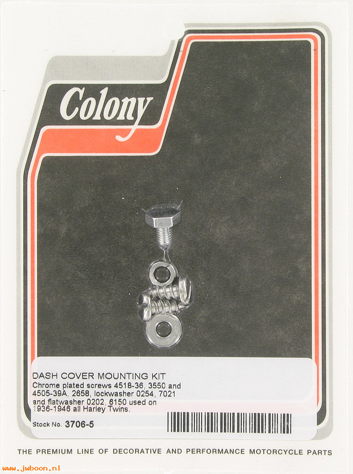 C 3706-5 (    3550 / 2658): Dash cover screw kit - '39-'46