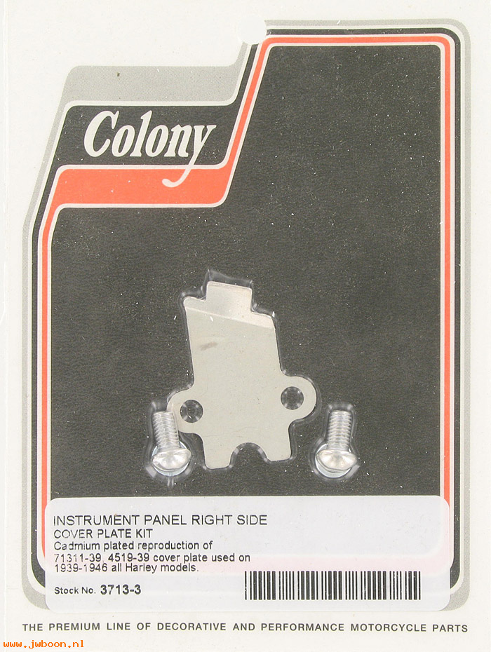 C 3713-3 (71313-39 / 4519-39A): Side plate, dash cover (right side) - All models '39-'46