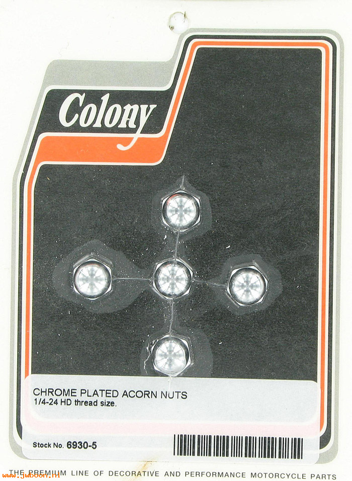 C 6930-5 (): Chrome acorn nuts (5) 1/4"-24  HD thread, in stock, Colony