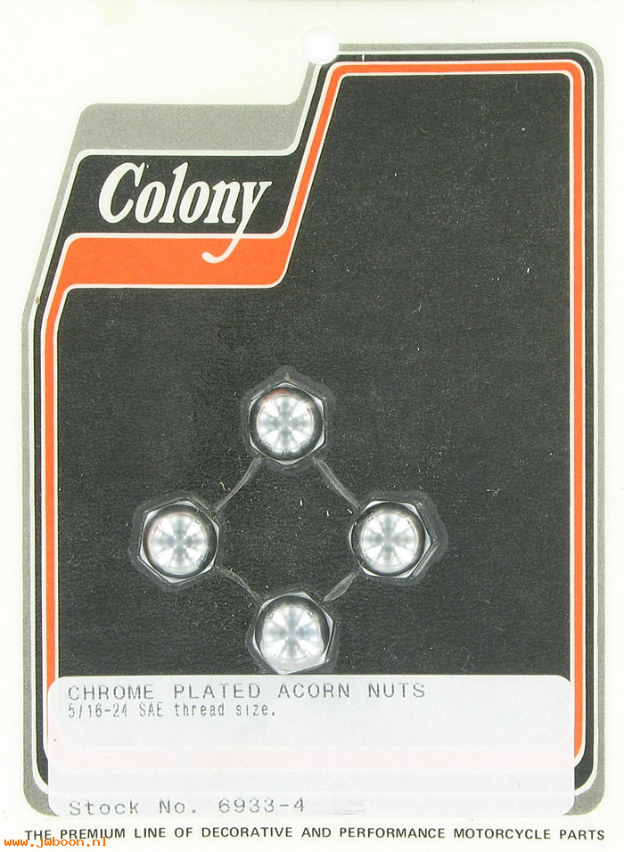 C 6933-4 (): Chrome acorn nuts (4) 5/16"-24 SAE, in stock, Colony