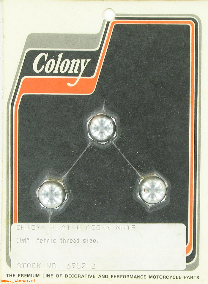 C 6952-3 (): Chrome acorn nuts (3) 10 mm metric, in stock, Colony