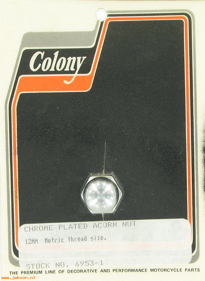 C 6953-1 (): Chrome acorn nut  (1) 12 mm metric, in stock, Colony