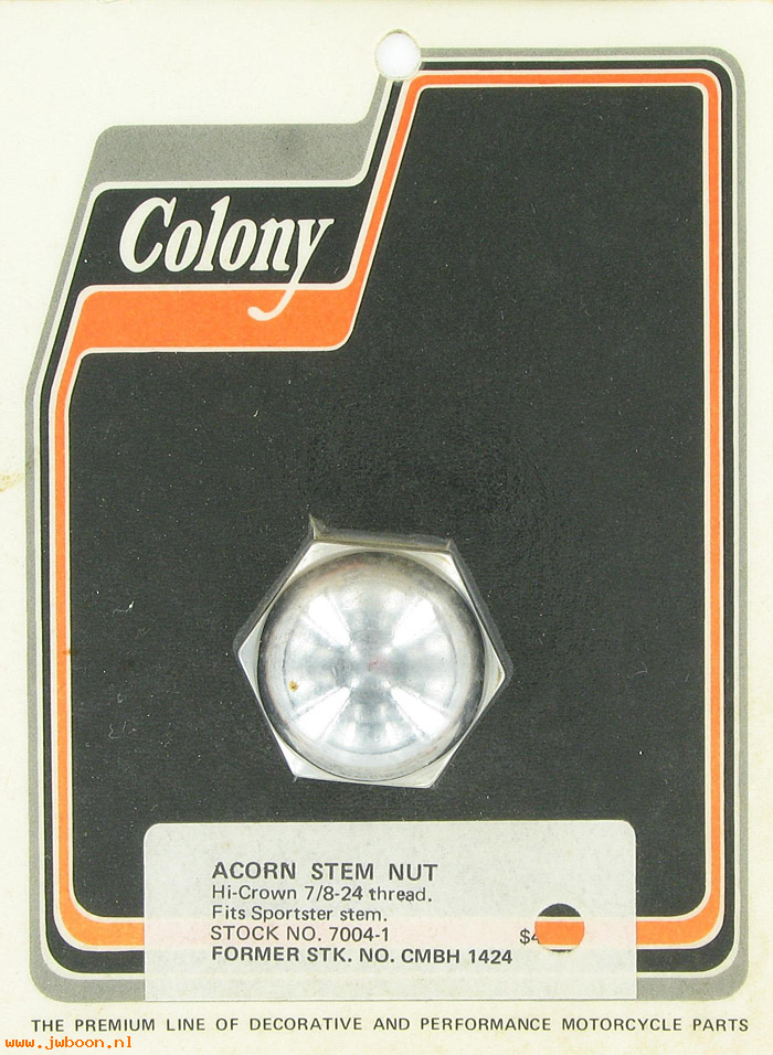 C 7004-1 (): Chrome acorn stem nut, 7/8"-24, Ironhead Sportster, XL, in stock