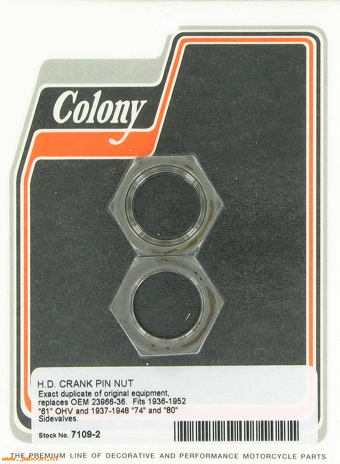 C 7109-2 (23966-36 / 366-36): Set of crank pin nuts, 1-3/16" hex - UL 37-48. EL 36-52, in stock