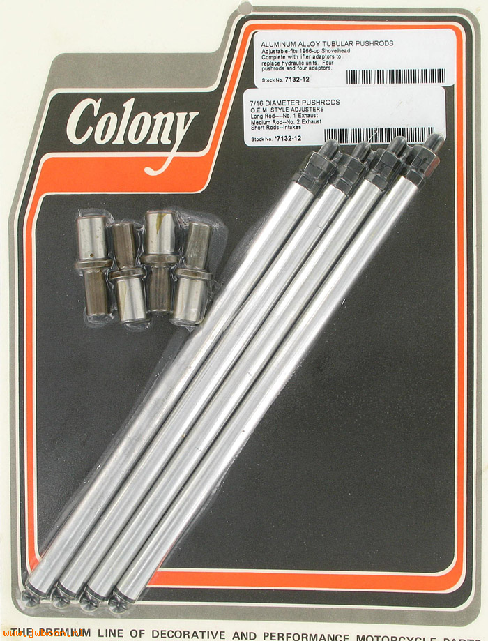C 7132-12 (17904-66): Solid pushrod conversion kit - FL, FLH '66-'84, in stock, Colony