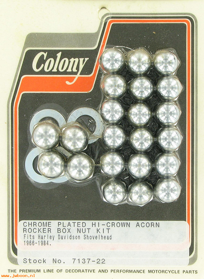 C 7137-22 (): Rocker box nut set - Big Twins FL '66-'84, in stock, Colony